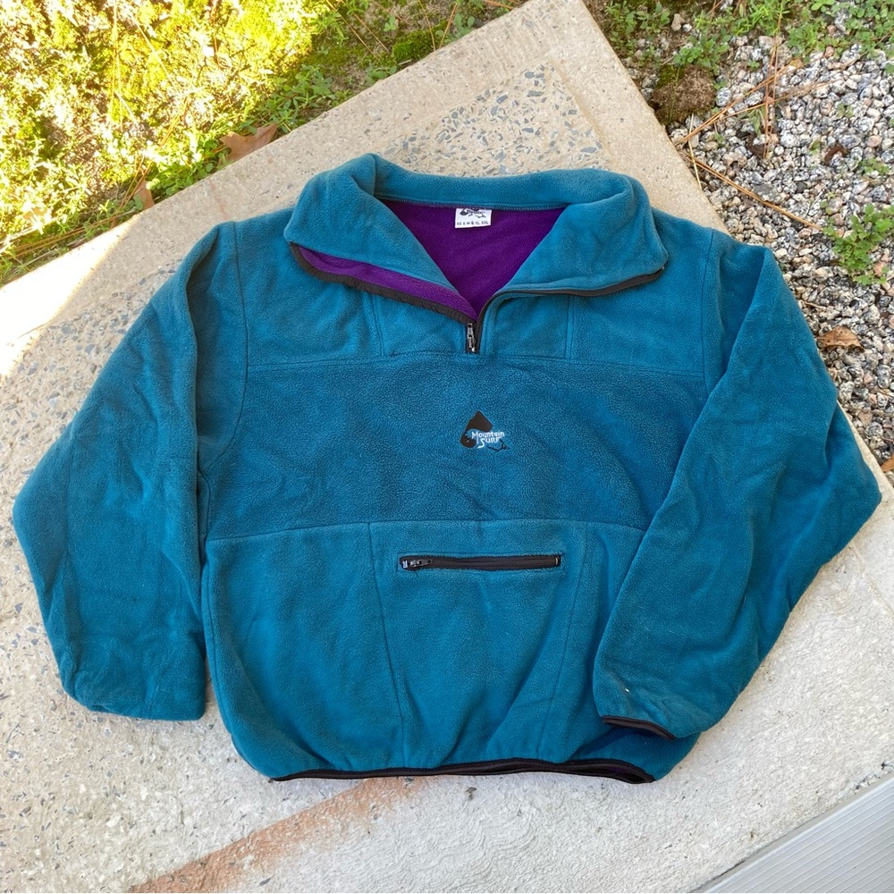 Vintage 90s Fleece Pull Over Sweater Sweatshirt, Unique Rare Made In USA Size L